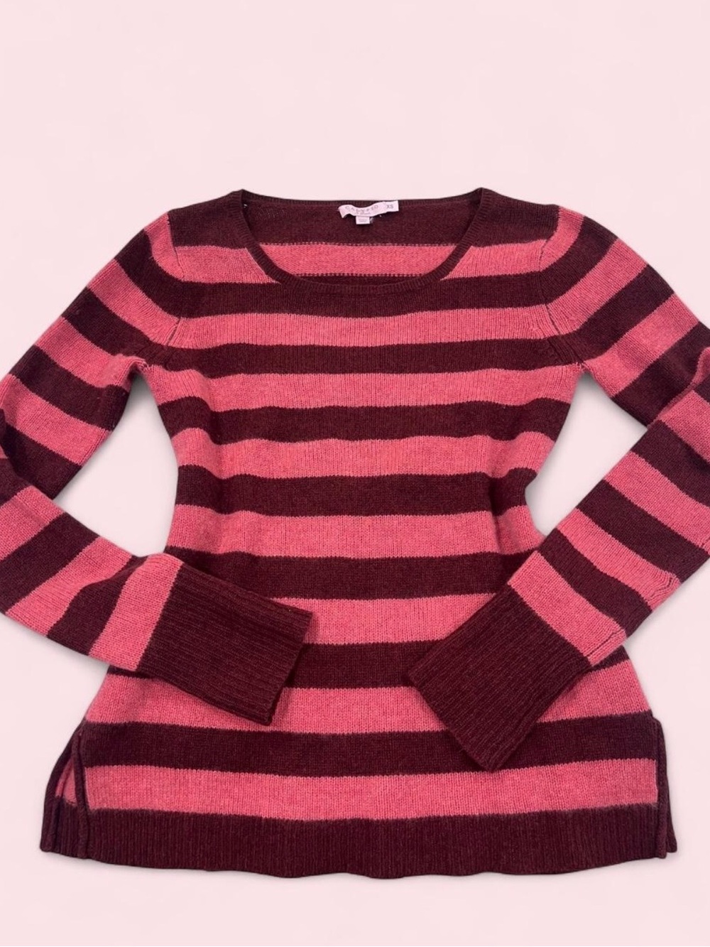 Cashmere Striped Pink and Burgundy Women’s Sweater